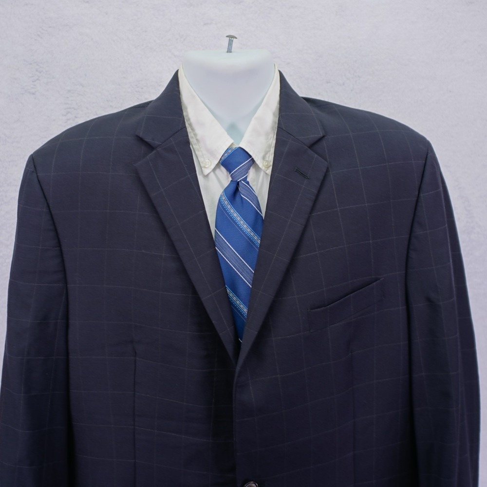 Lauren Ralph Lauren‎ Wool Black Windowpane Blazer 42L / Slim Fit 44L